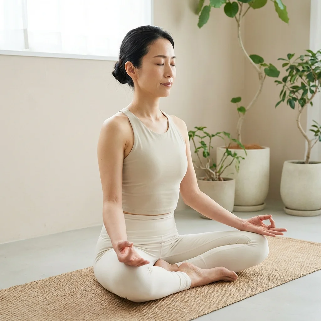 ヨガ資格の解剖学テキストを開いてノートに書き込む手元の様子