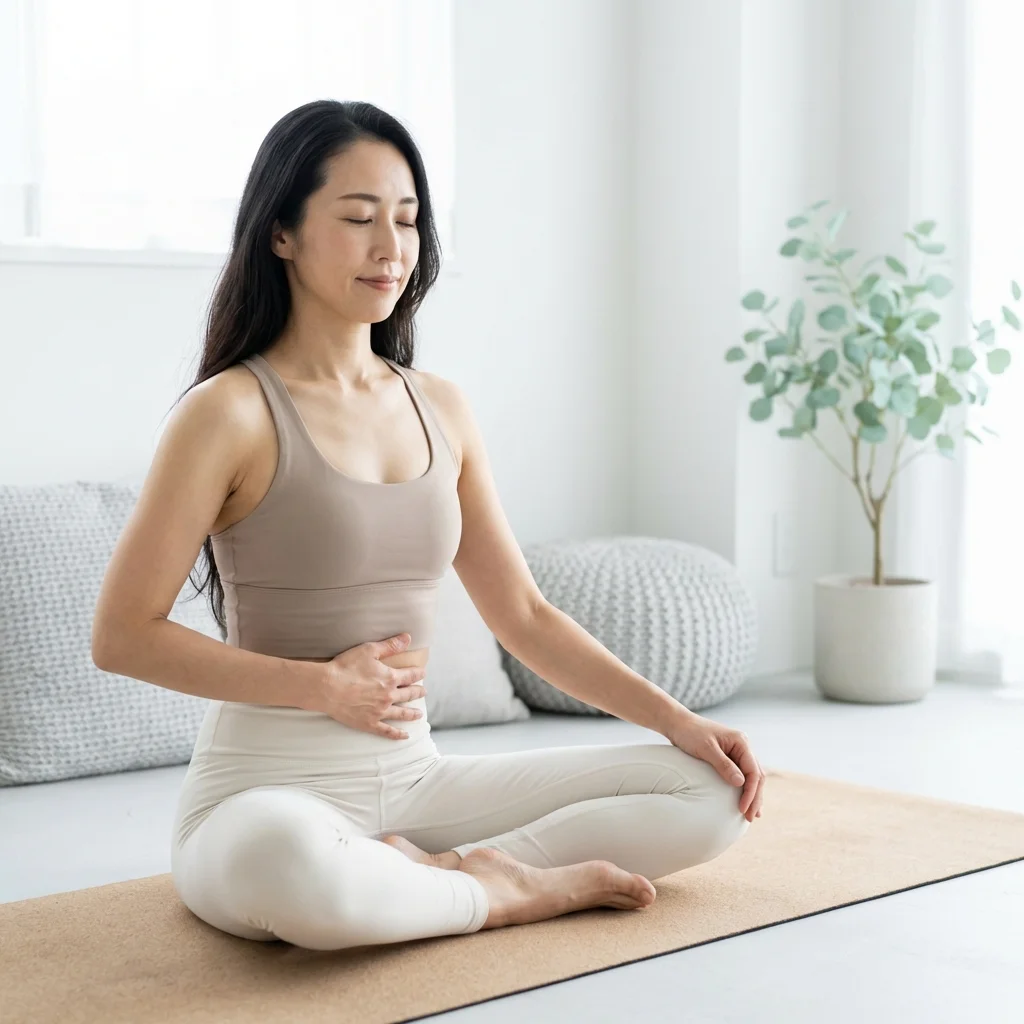 逆転のポーズに挑戦しながらヨガを深める練習シーン