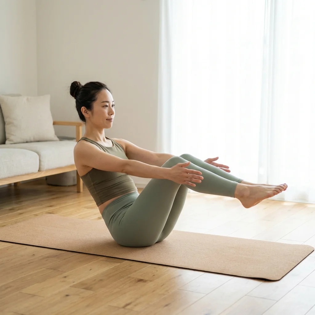 会社員がヨガ資格取得のために自宅で学習している様子