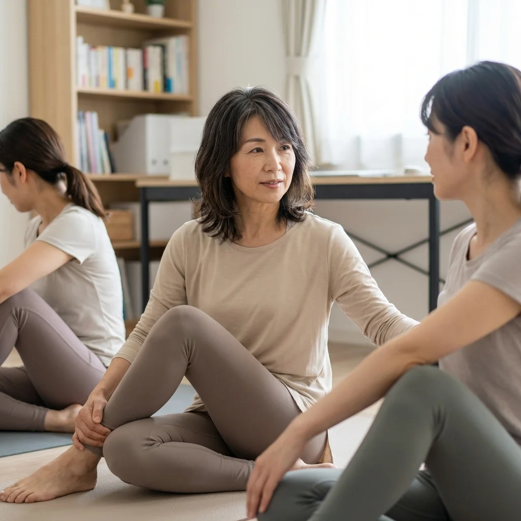 ヨガインストラクターがクラスで指導している様子