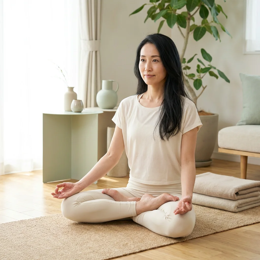 ヨガインストラクターが生徒に寄り添って指導する様子