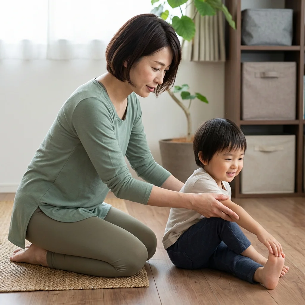 ヨガインストラクターが丁寧にポーズを指導している様子