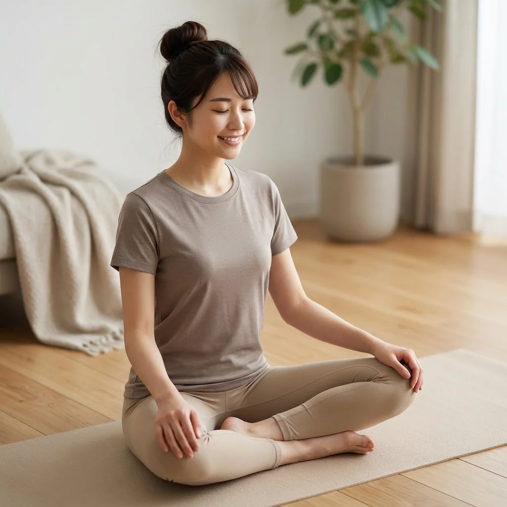 ヨガ資格取得後に日常でヨガを実践する女性のイメージ