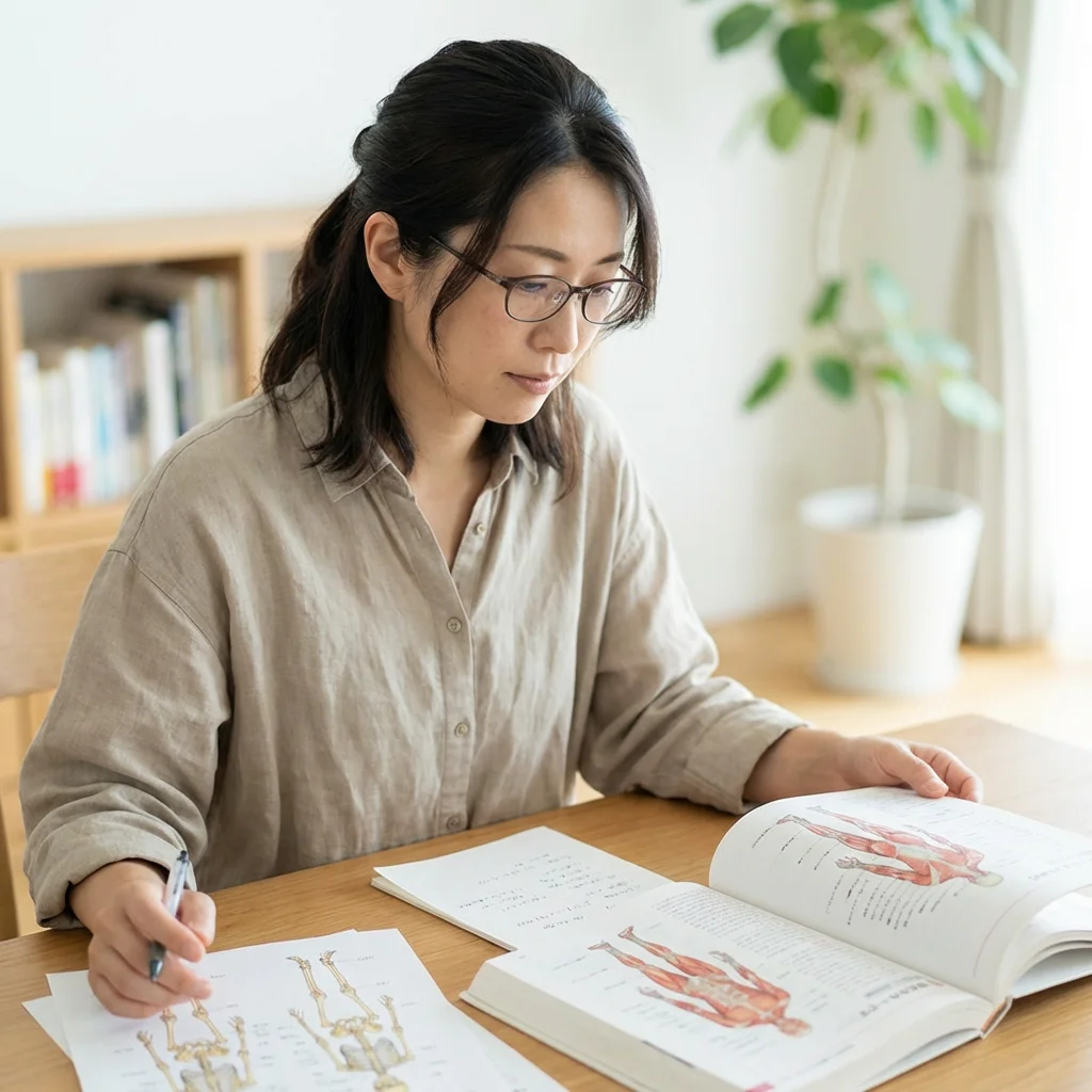 ヨガ指導中に解剖学の知識を活用するインストラクター