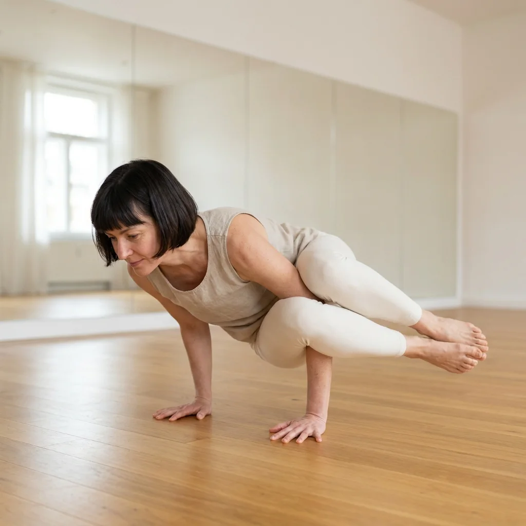 自然の中でヨガのアーサナを指導するインストラクターと生徒