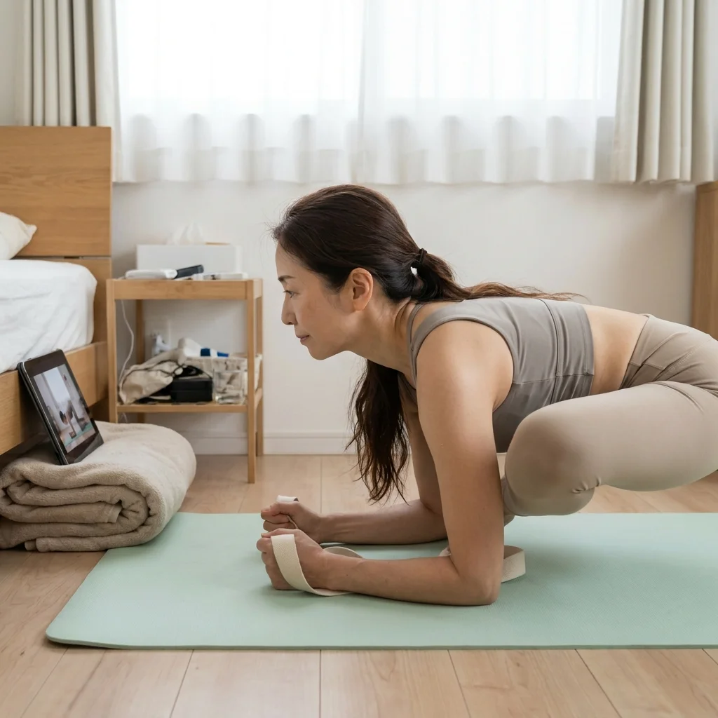 シニア向けヨガレッスンで丁寧に指導を受ける女性