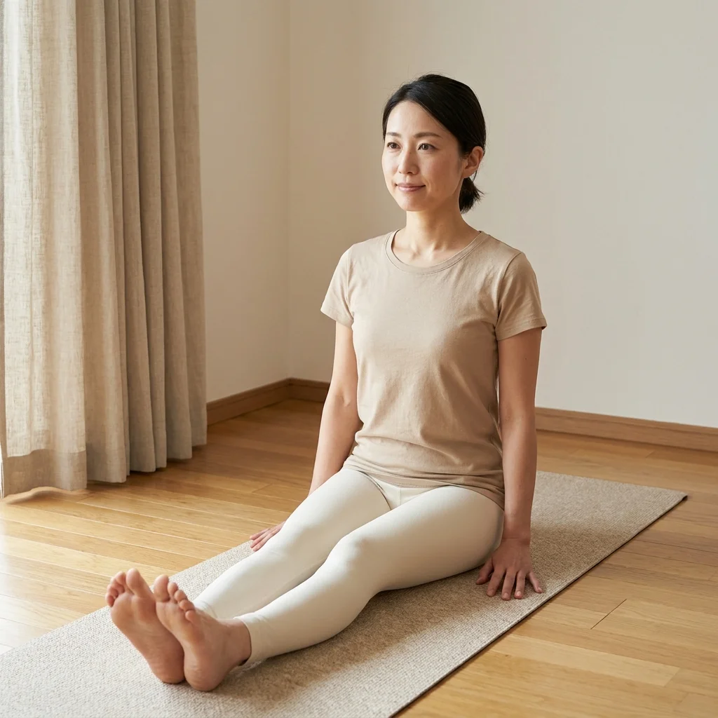 自宅で落ち着いてヨガに向き合う女性