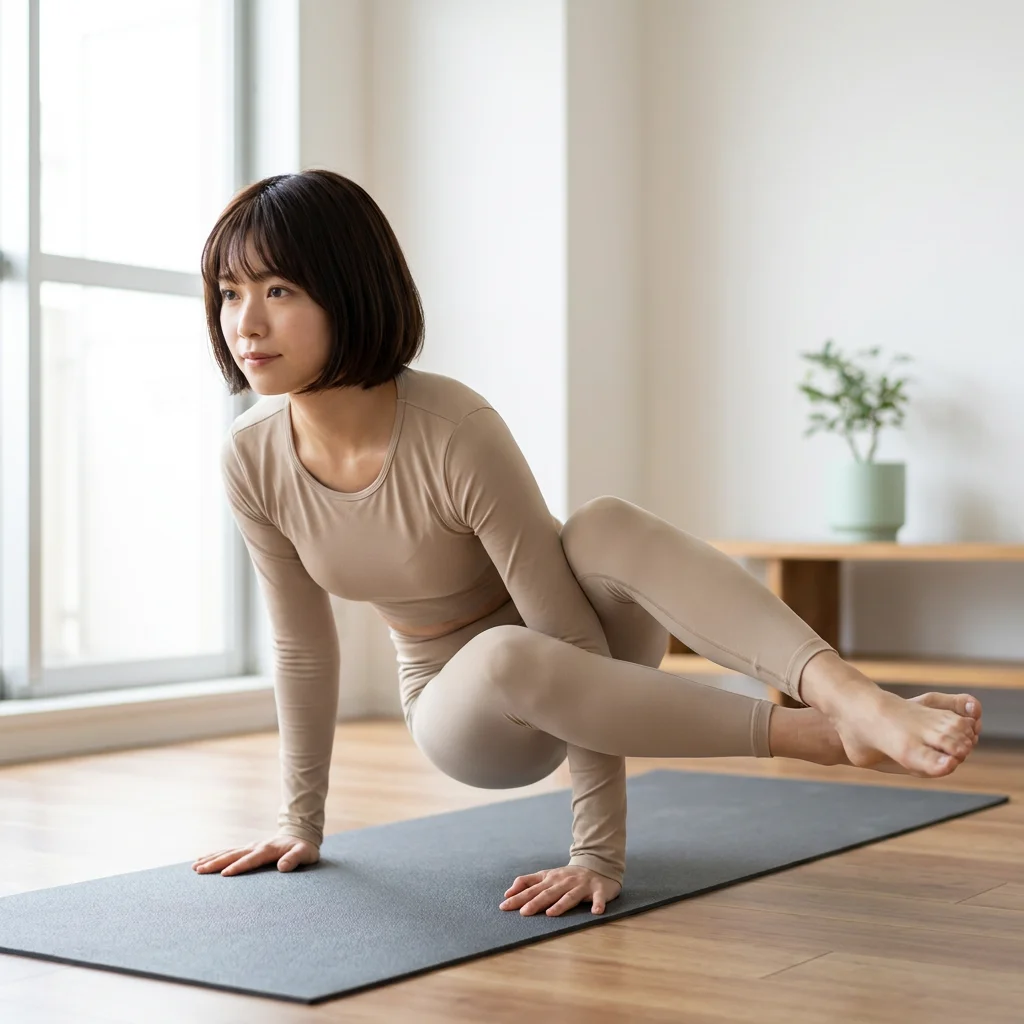 自宅でヨガの練習をしている女性