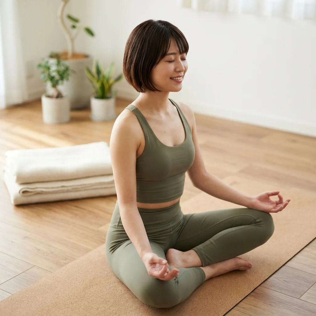 ヨガ哲学を実技と組み合わせて学ぶ様子