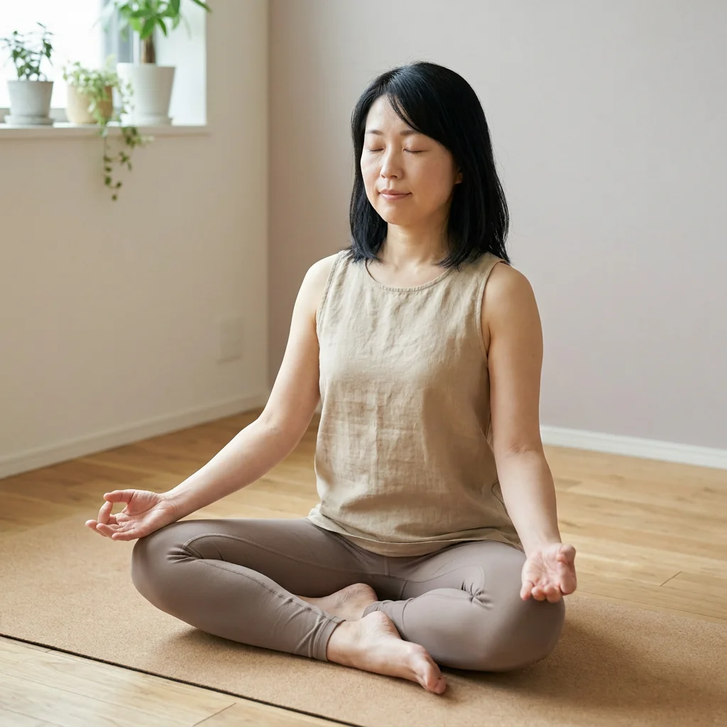 ヨガの学びを振り返りながらノートに記録している様子