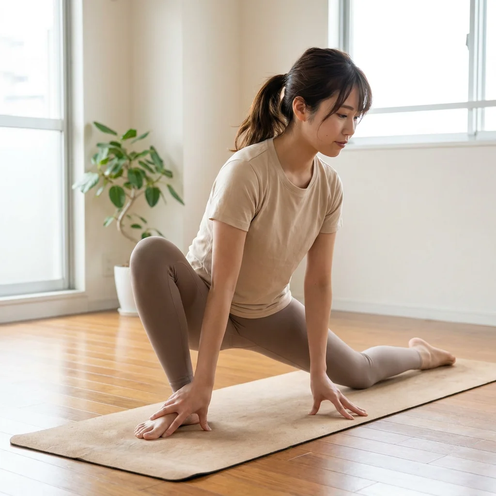 オンラインでヨガを学ぶ女性