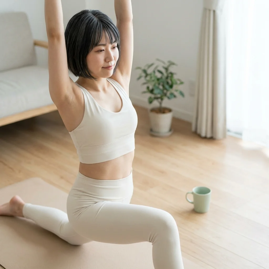 オンラインヨガ講座を受講する女性の学習風景
